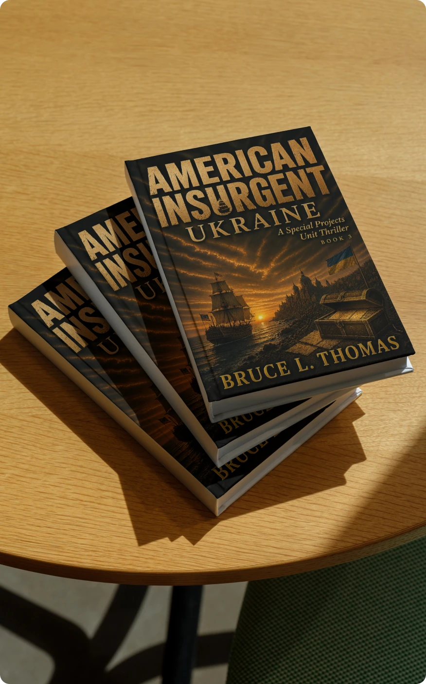 Stack of "American Insurgent Ukraine" books.